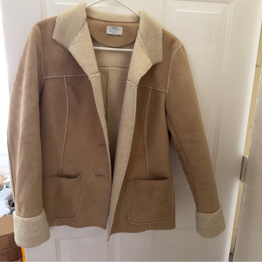 LOFT Tan and Cream suede  Jacket Sz S lot luxury fine luxury